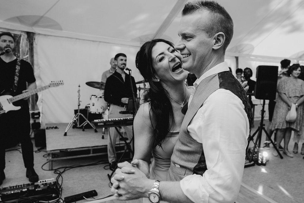 Guests dancing at  a wedding reception