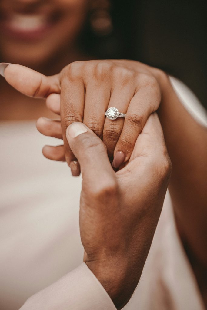 Close up of engagement ring