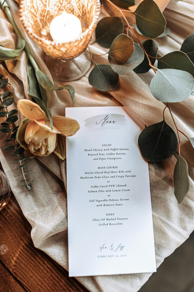 Styled menu cards